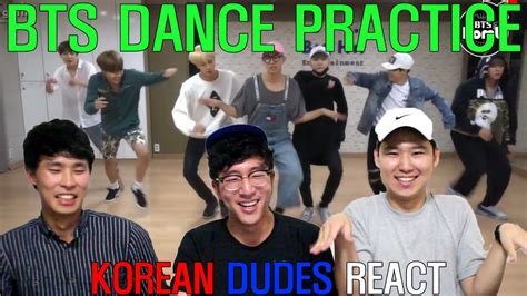 korean guys react to bts baepsae dance practice youtube
