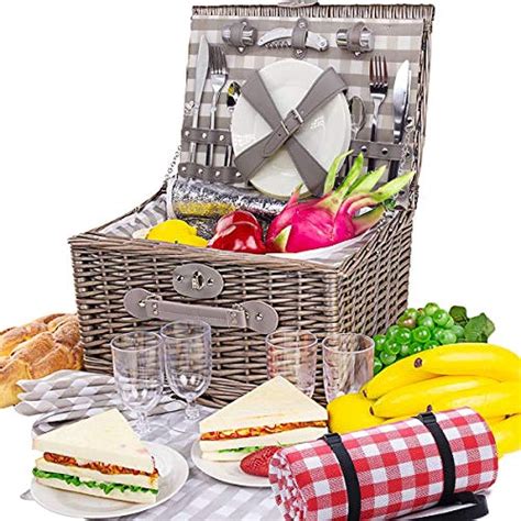 large picnic baskets willow  deluxe service set   personskey