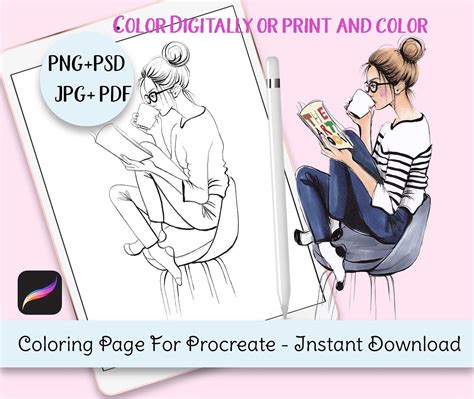 coloring page  procreate coloring pages  coloring etsy