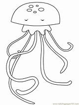Jellyfish Coloring Pages Ocean Animals Fish Jelly Drawing Printable Simple Print Kids Sea Animal Food Medusa Book Cute Board sketch template