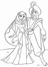 Coloring Pages Jasmine Princess Disney Prince Aladdin Popular sketch template