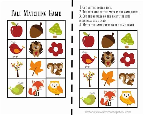 printable fall matching game bingo and i spy for preschoolers views