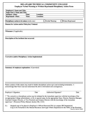 sample disciplinary action form  document template