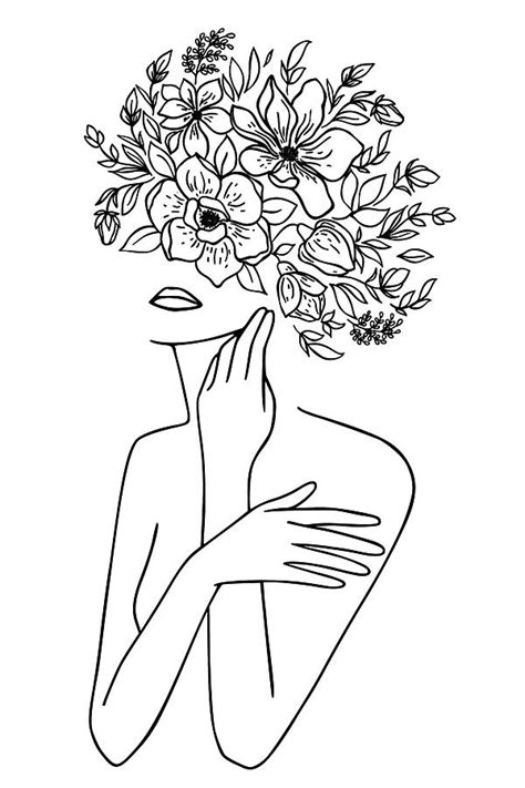 woman face with butterfly line art minimalist wall art print