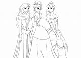 Coloring Pages Princess Princesses Little Three Cartoon sketch template