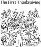Thanksgiving Coloring Pilgrim Pages Indian First Pilgrims Color Printable Print Getcolorings sketch template