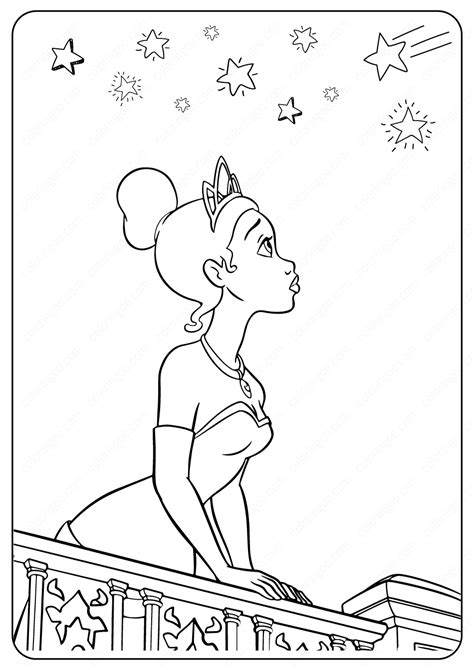 printable disney tiana   stars coloring pages