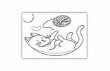 Wool Coloring Kitten Playing Cat Cats Pages sketch template