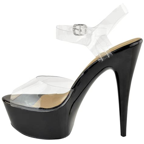 womens high heel stilleto perspex platform sandals sexy clear party