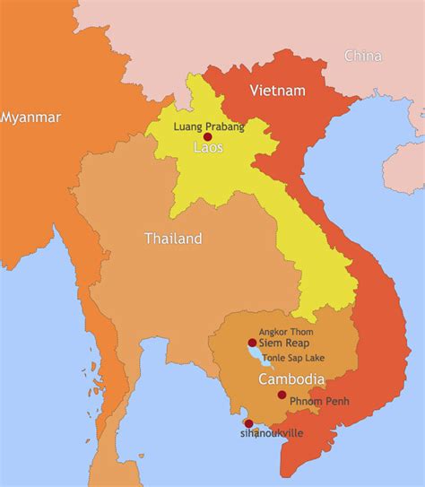 cambodia  laos travel maps