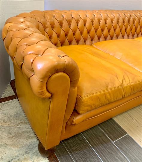 extra large english leather tufted chesterfield sofa  stdibs