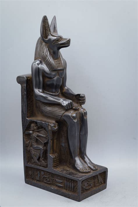 Statue Of Egyptian God Anubis Seated Heavy Black Solid Stone Etsy
