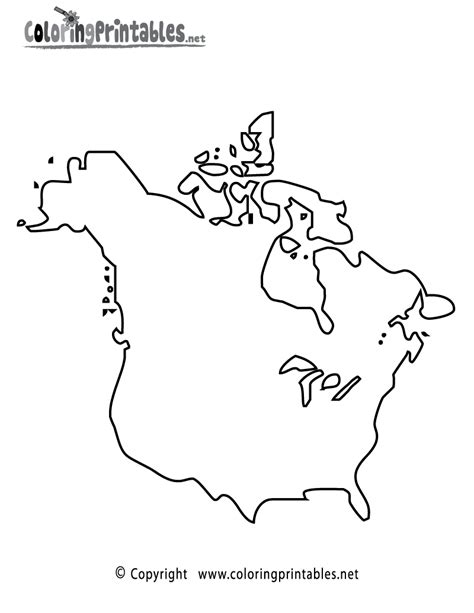 printable north america map coloring page