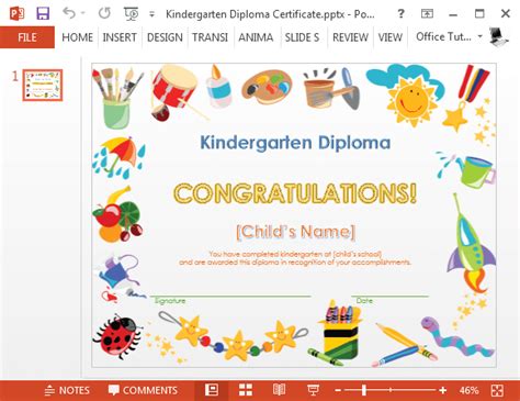 printable kindergarten diploma template  powerpoint