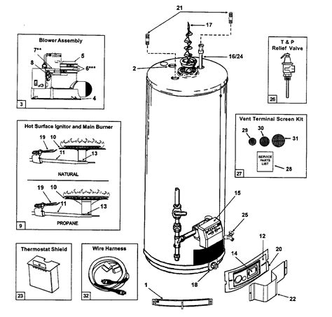water heater diagram parts list  model gsyrvit state parts water heater parts