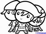 Christmas Elf Elves Easy Drawings Cartoon Popular Draw Library Clipart Coloring sketch template