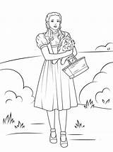 Oz Wizard Coloring Pages Dorothy Toto Dog Holding Witch Print Sheets Color Basket Printable Good Characters Kids Her Glinda Supercoloring sketch template