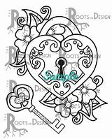Coloring Key Heart Pages Lock Drawing Tattoo Designs Doodle Instant Printable Getcolorings Color Template Getdrawings sketch template