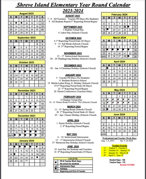sie   calendar shreve island elementary
