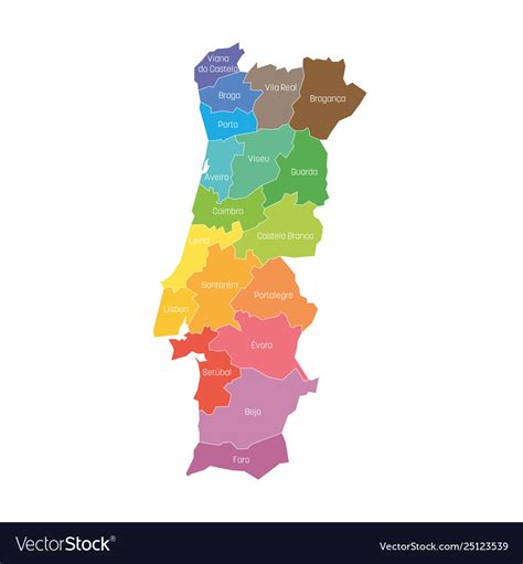 districts portugal map regional country royalty  vector