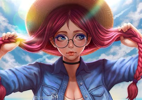 1012470 Illustration Redhead Long Hair Anime Anime Girls Blue Eyes