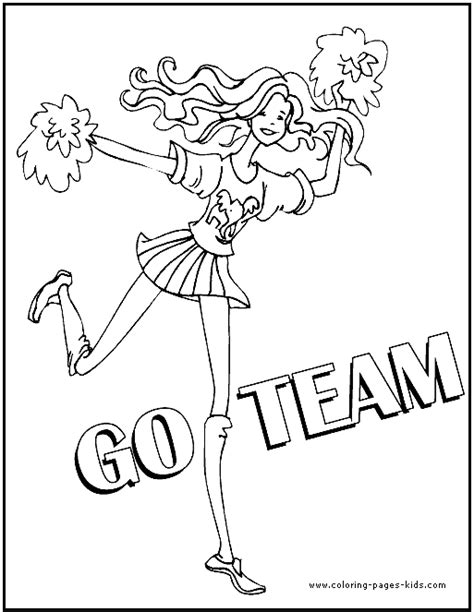 cheerleader color page coloring pages  kids sports coloring