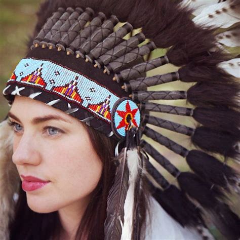 Native American Indian War Headdress Black With Spot