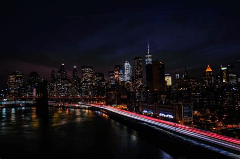 wallpaper  york usa night city shore skyscrapers hd widescreen high definition