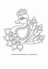 Rangoli Diwali Colouring Peacock Coloring Pages Designs Clipart Printable Color Sketch Shape Lovely Village Activity Clipground Glorious Explore Bird Print sketch template