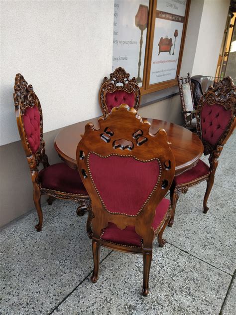 stol okragly  krzesla barok piekny okazja meble stylowe antyki olkusz