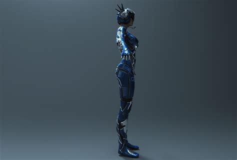 sci fi female character 3d model obj ztl