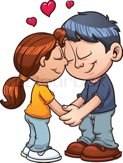 Cute Couple In Love Vector Clip Art Illustration With