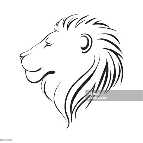 lions head profile black outline stock illustration  image