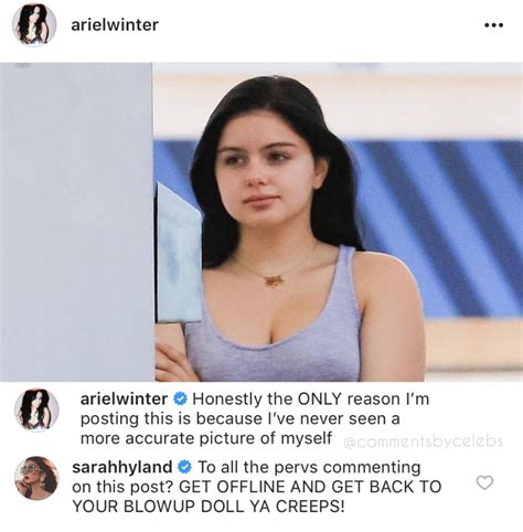 sarah hyland defends tv sister ariel winter from instagram