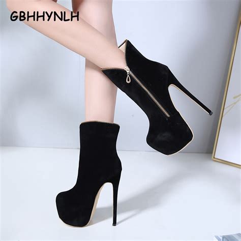 gbhhynlh fall shoes women super high heels platform boots solid zip