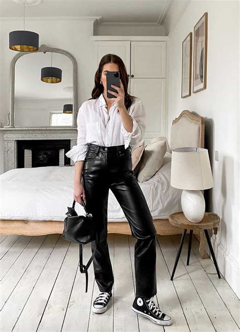 chic leather pants outfit ideas  prove    pair