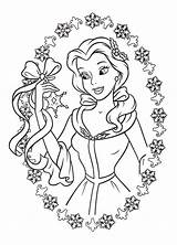 Pages Coloring Disney Beast Beauty Princess Christmas Colouring sketch template