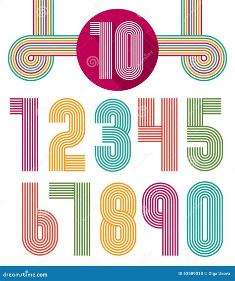 retro stripes funky numbers set stock vector image