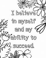 Affirmation Myself Succeed Affirmations Sheets Ability Motivational sketch template