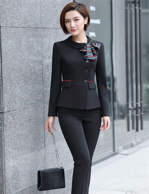 black blazer women business suits formal office suits work pant  jackets set ladies office