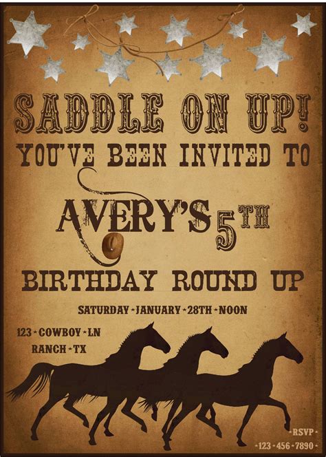 printable cowboy birthday invitations birthdaybuzz