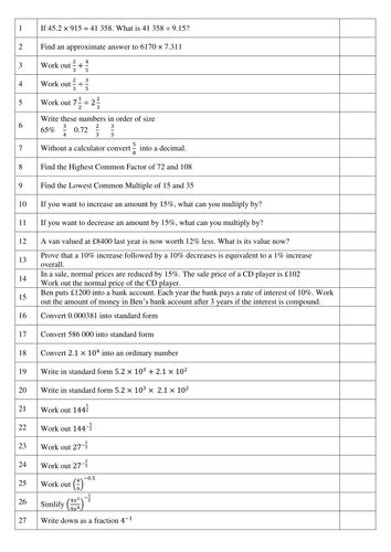 gcse maths revision  questions teaching resources