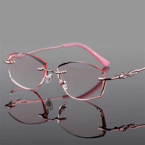 Luxury Rhinestone Reading Glasses Women Diamond Cutting Rimless Glasses