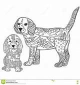 Coloring Adult Dog Puppy Antistress Children Vector Animal Doodle Print Preview sketch template