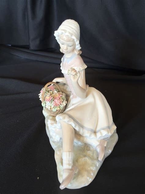 lladro figurine girl  flower basket