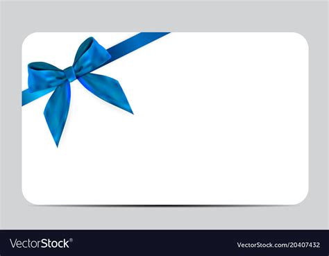 blank gift card template  blue bow  ribbon vector image