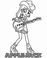 Coloring Applejack Equestria Pony Girls Little Printable Cowgirl Print sketch template