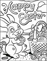 Easter Happy Coloring Pages Bunny Basket Eggs Getcoloringpages sketch template