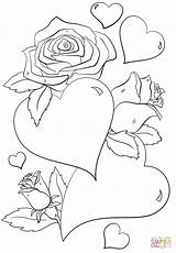 Coloring Roses Hearts Pages Comments sketch template