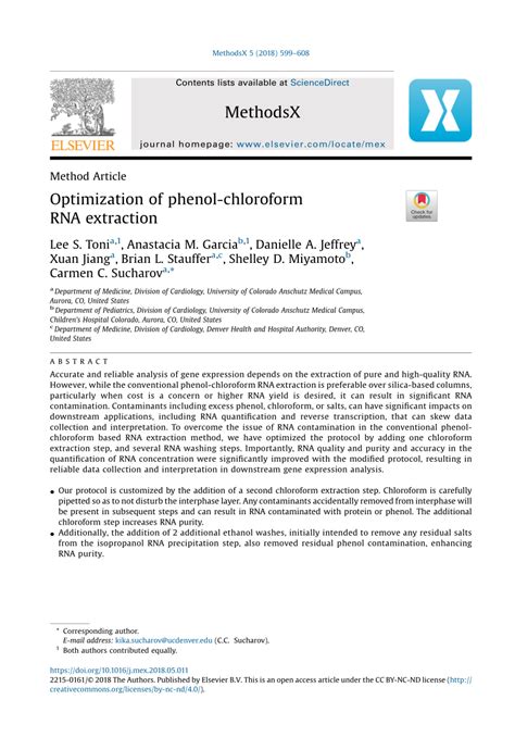 Pdf Optimization Of Phenol Chloroform Rna Extraction